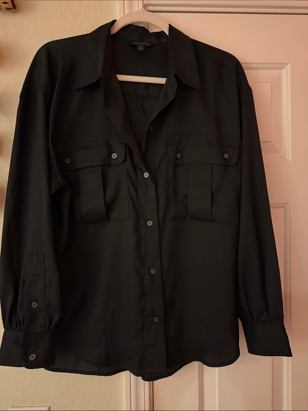 Banana Republic Black Button-Down Utility Shirt